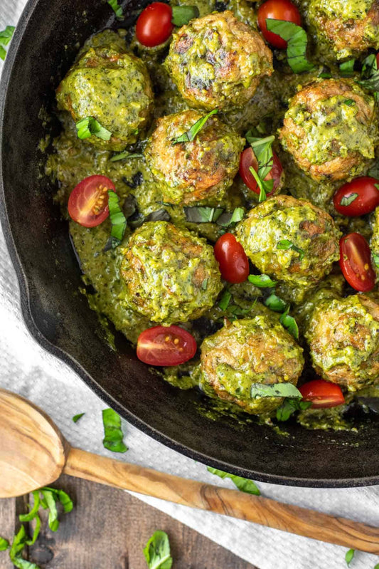 Pesto beef meatballs